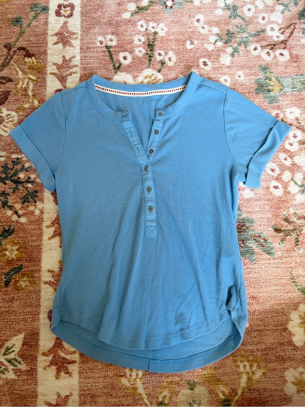 Anthropologie Blue Short Sleeve Henley Top